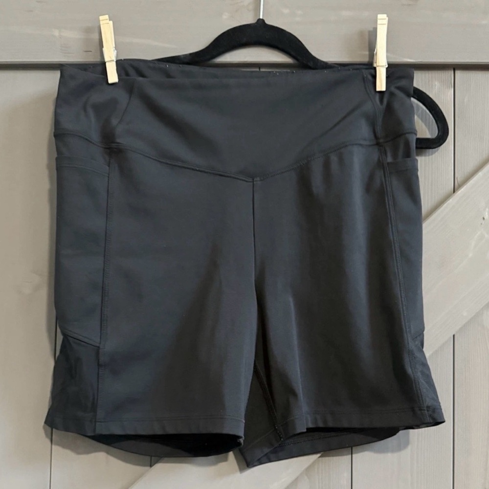 PINK ACTIVE Black Mesh Panel Athletic Shorts XL Stretch Lightweight Breathable